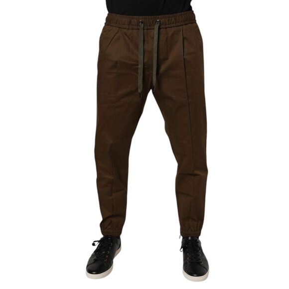Dolce & Gabbana Brown Cotton Stretch Jogger SweatMen's Men's Pants